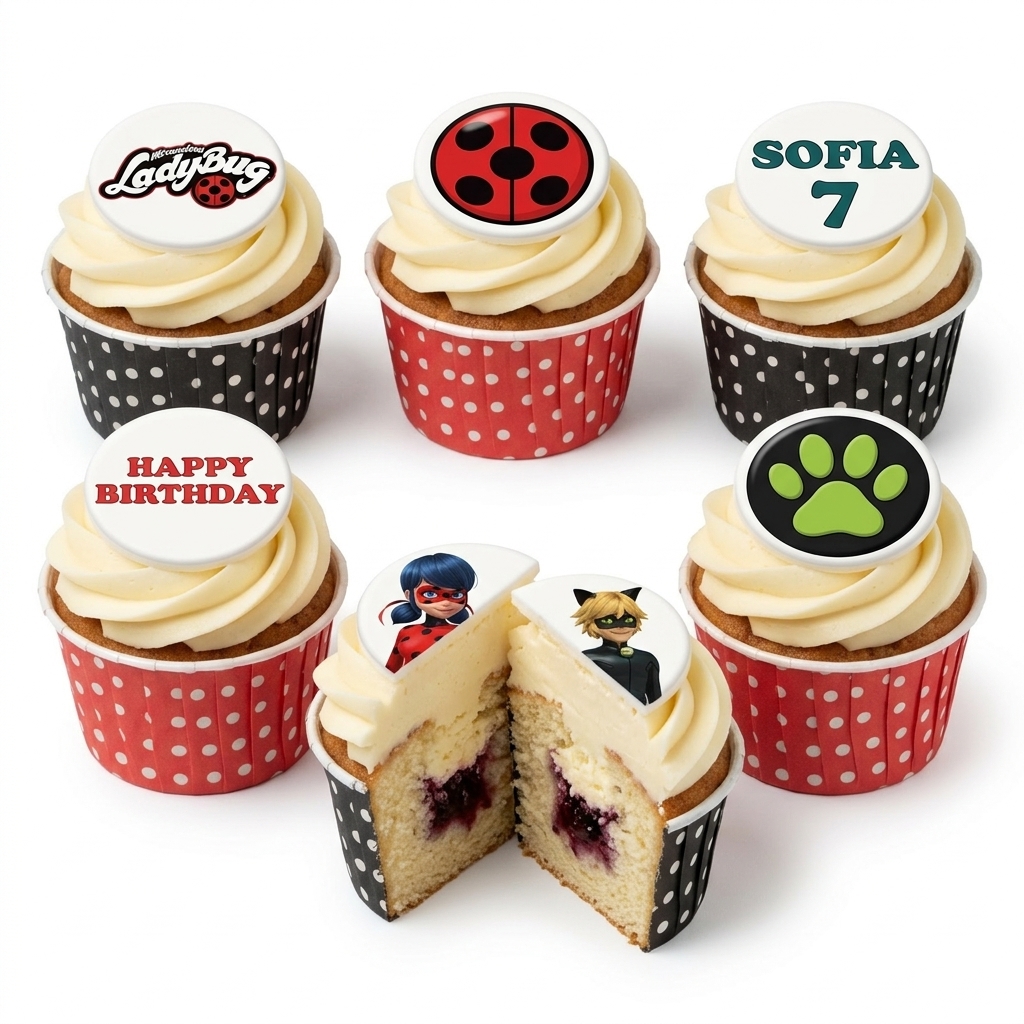 Miraculous Ladybug & Cat Noir Birthday Cupcakes