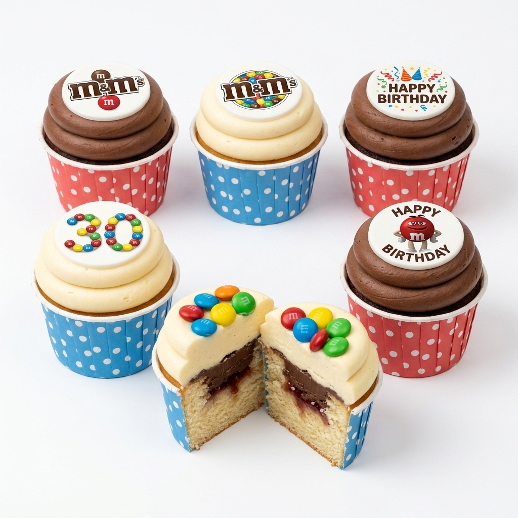 M&M's Birthday Cupcakes