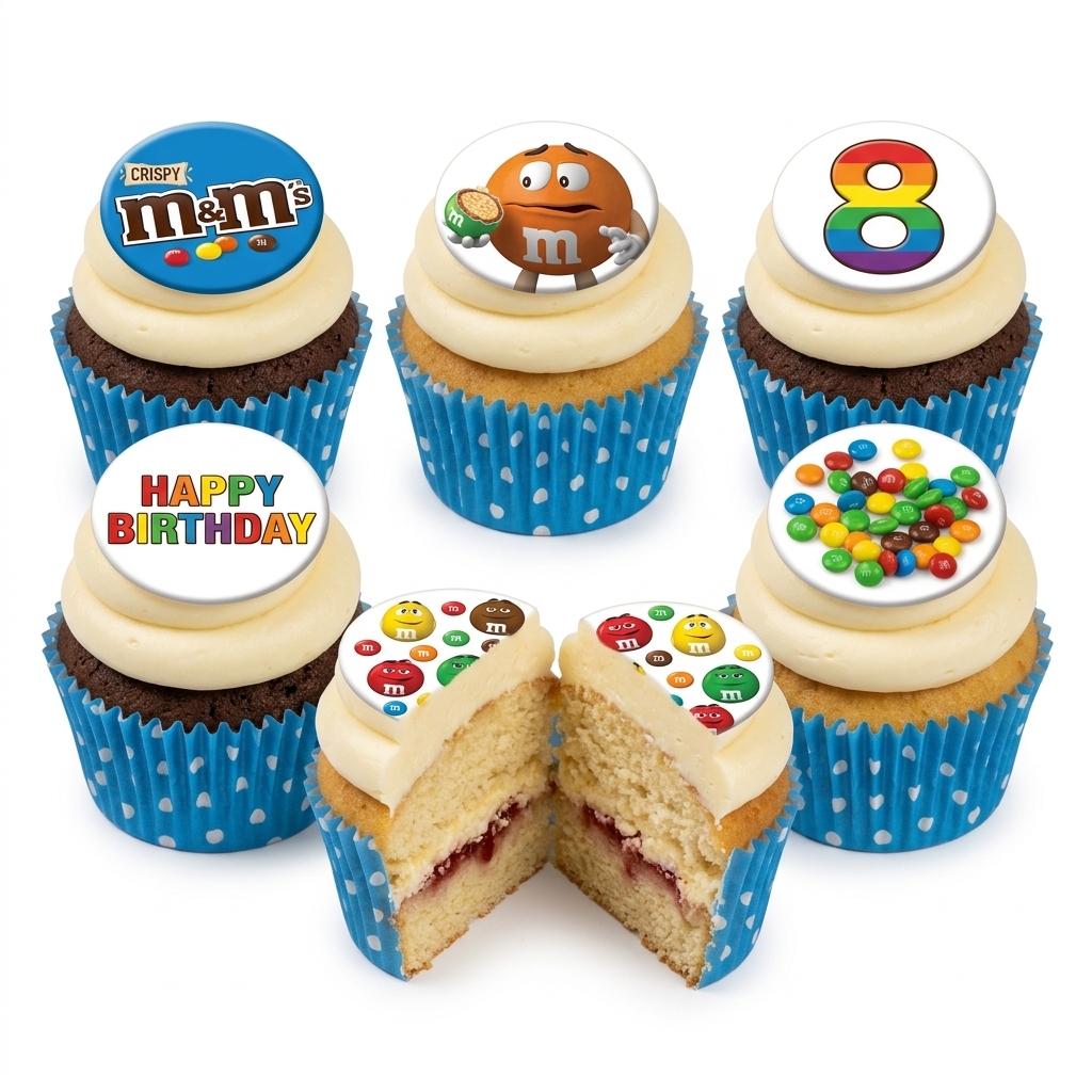 M&M's Birthday Cupcakes