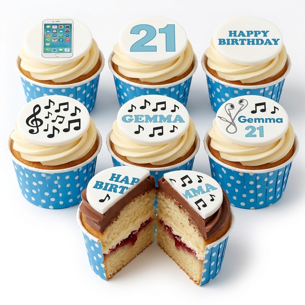 Music Theme Birthday Cupcakes with Custom Toppers