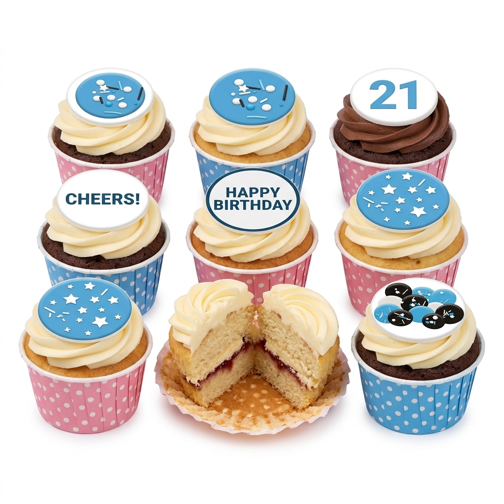 Custom Age Birthday Cupcakes with Celebration Toppers