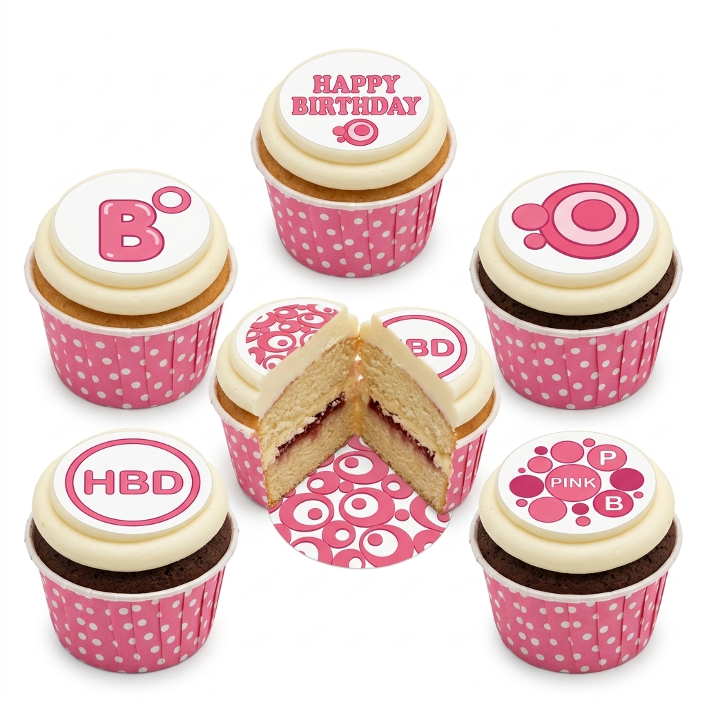 Pink Abstract Birthday Cupcakes