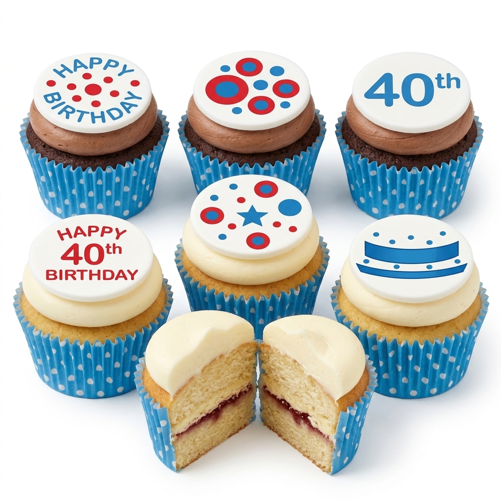 Modern Birthday Cupcakes with Custom Age Toppers