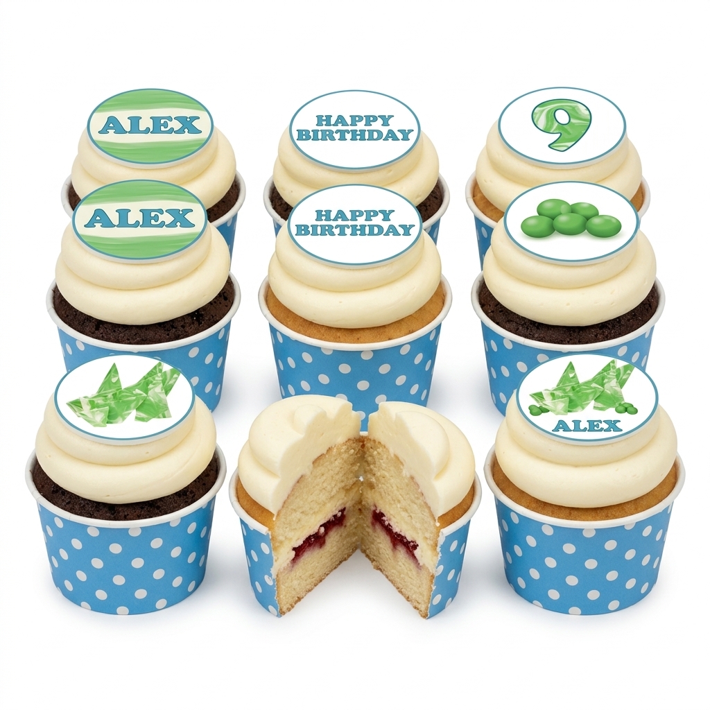 Green Theme Kids Birthday Cupcakes