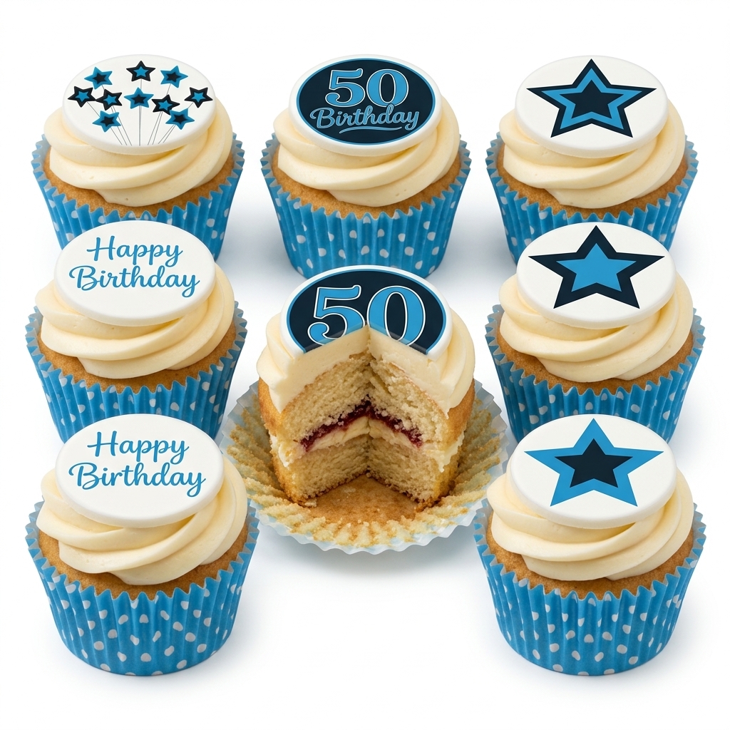 Blue Star Birthday Cupcakes for Him (Custom Age Available)