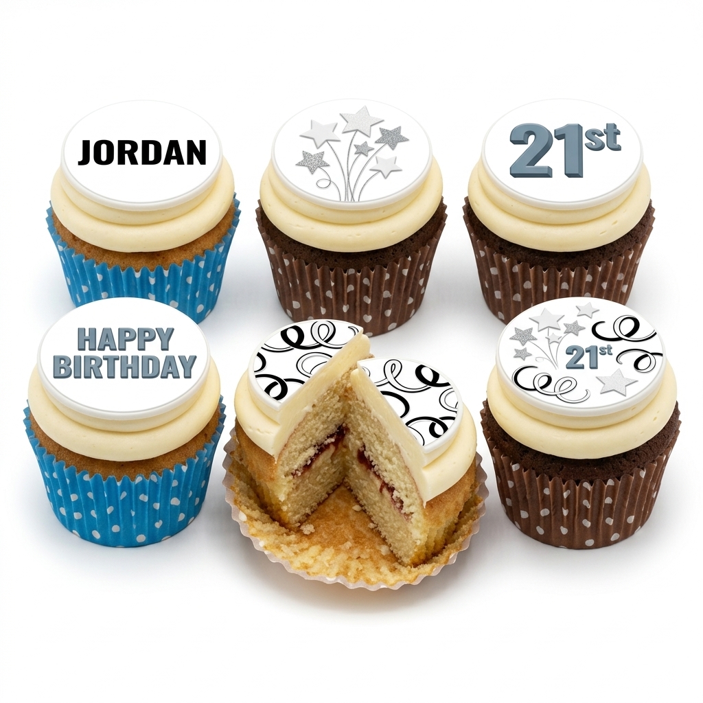Personalised Birthday Cupcakes with Stars & Swirls