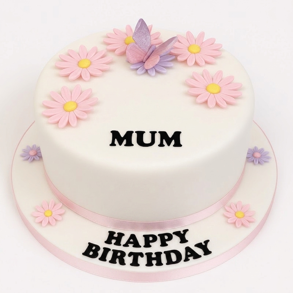 Elegant Floral Butterfly Birthday Cake