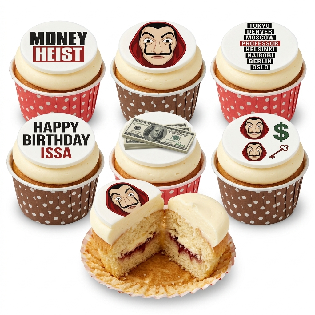 Money Heist Theme Birthday Cupcakes