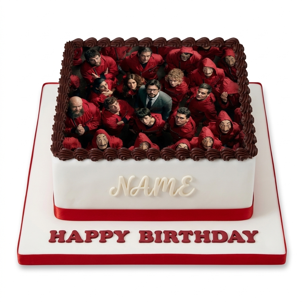 Personalised Money Heist Birthday Cake