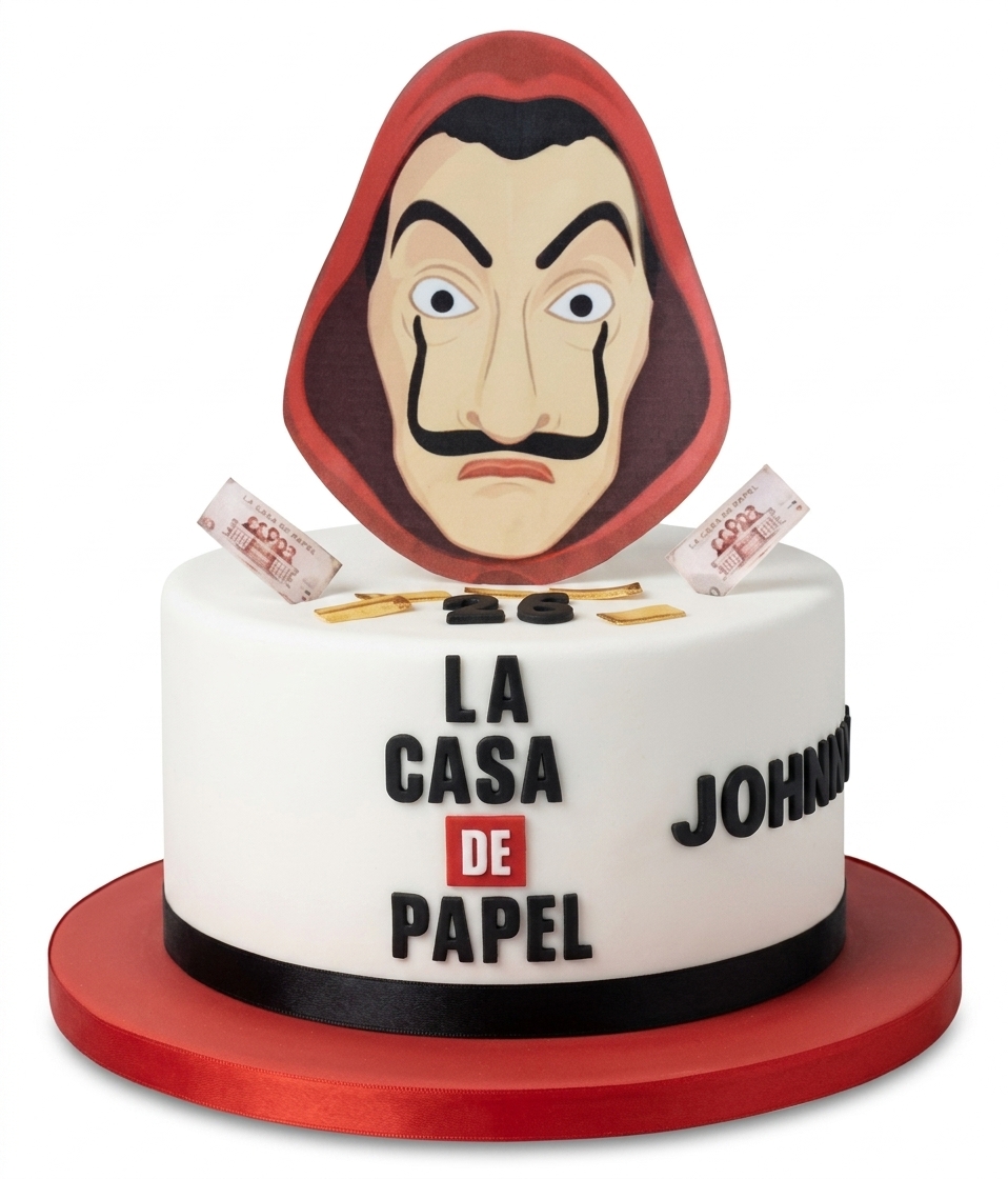 Money Heist Birthday Cake with Dalí Mask