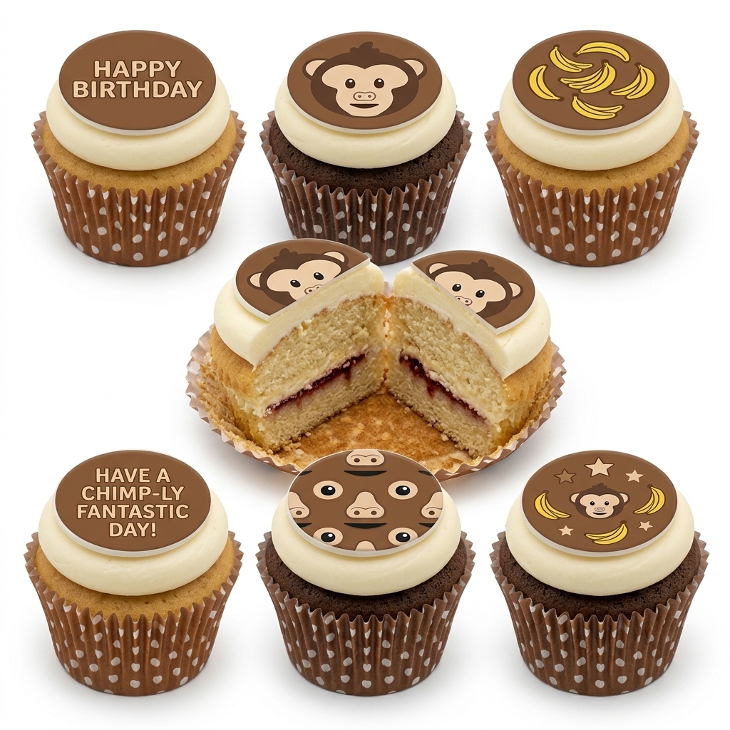 Monkey Theme Birthday Cupcakes