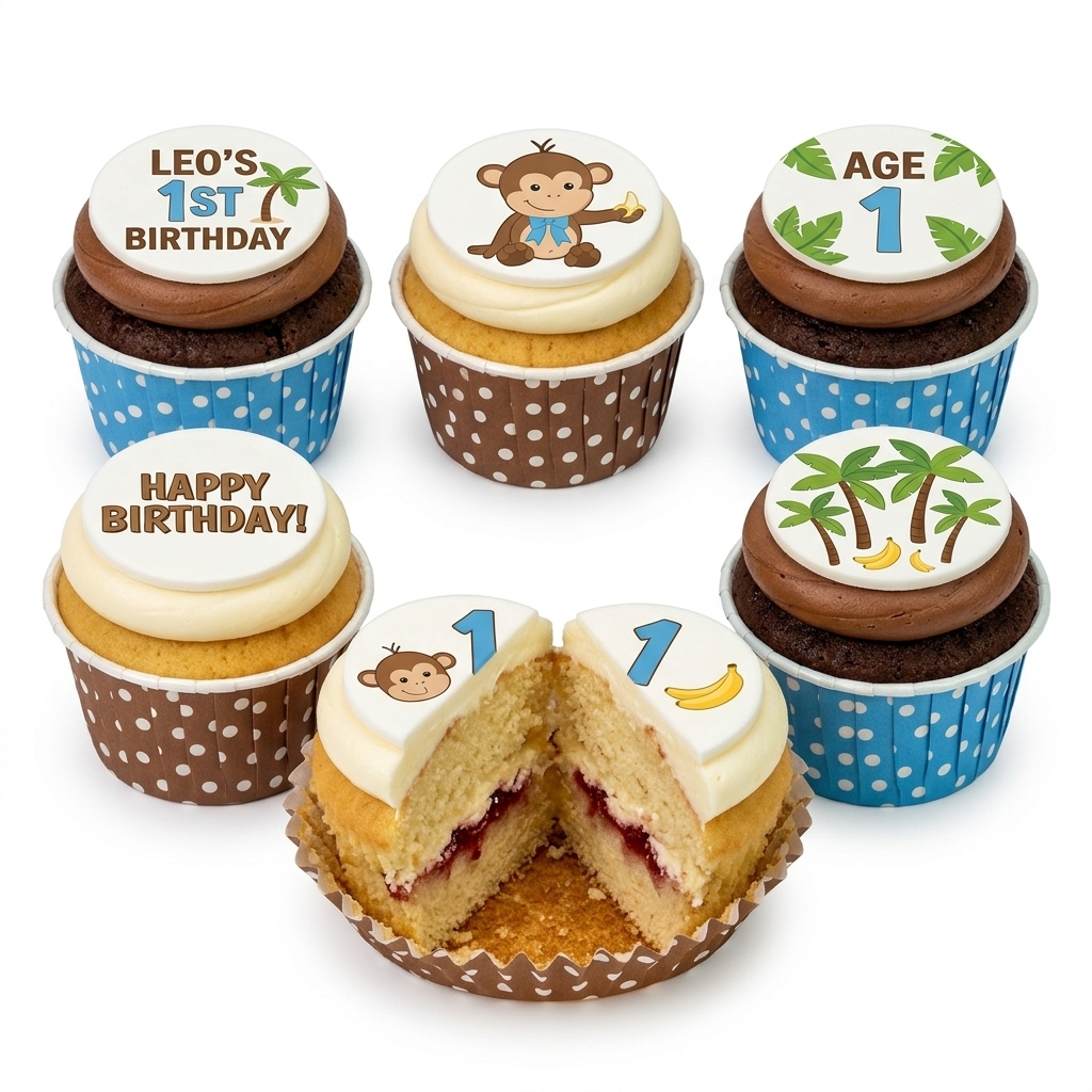 Monkey 1st Birthday Cupcakes for Boys