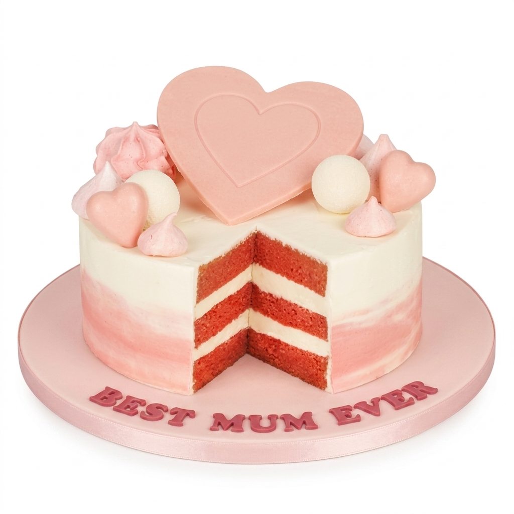 Pink Heart Birthday Cake for Mum