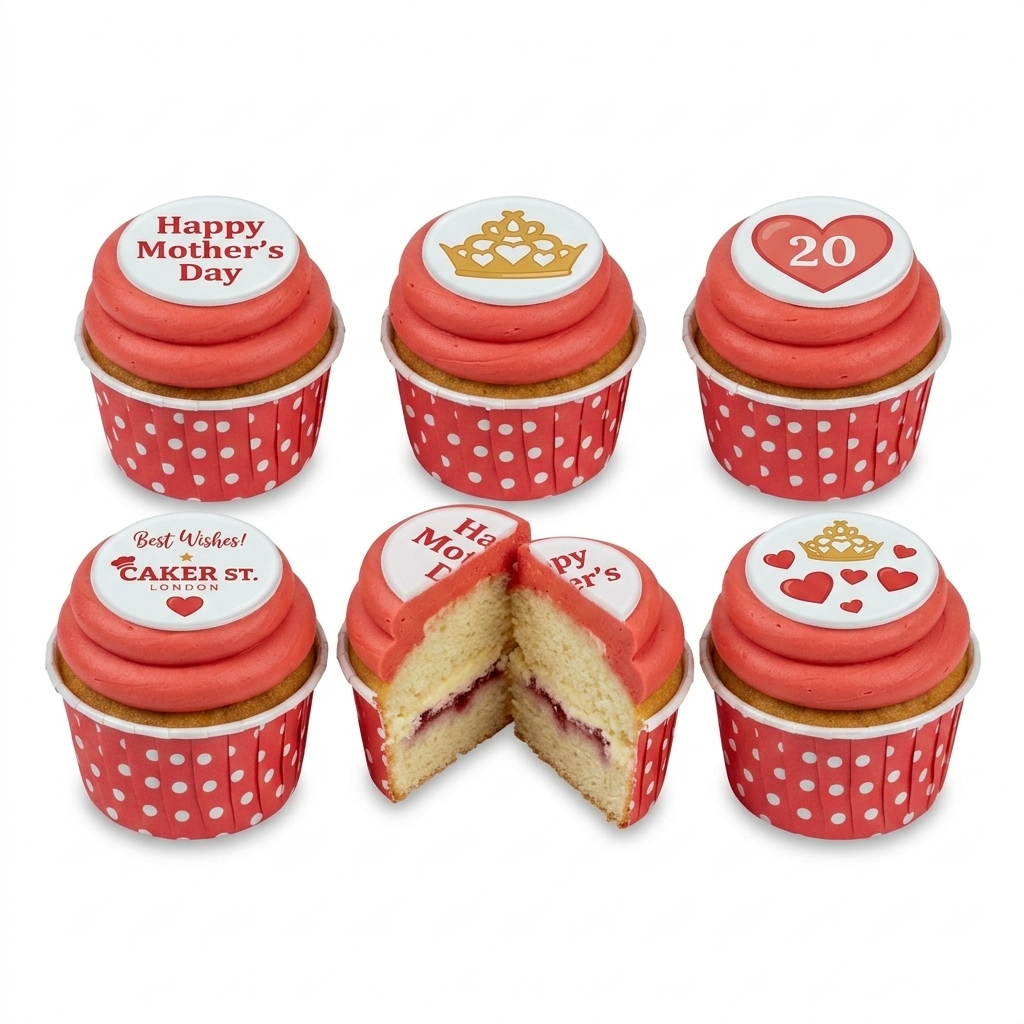 Happy Mother's Day Cupcakes with Crowns & Hearts