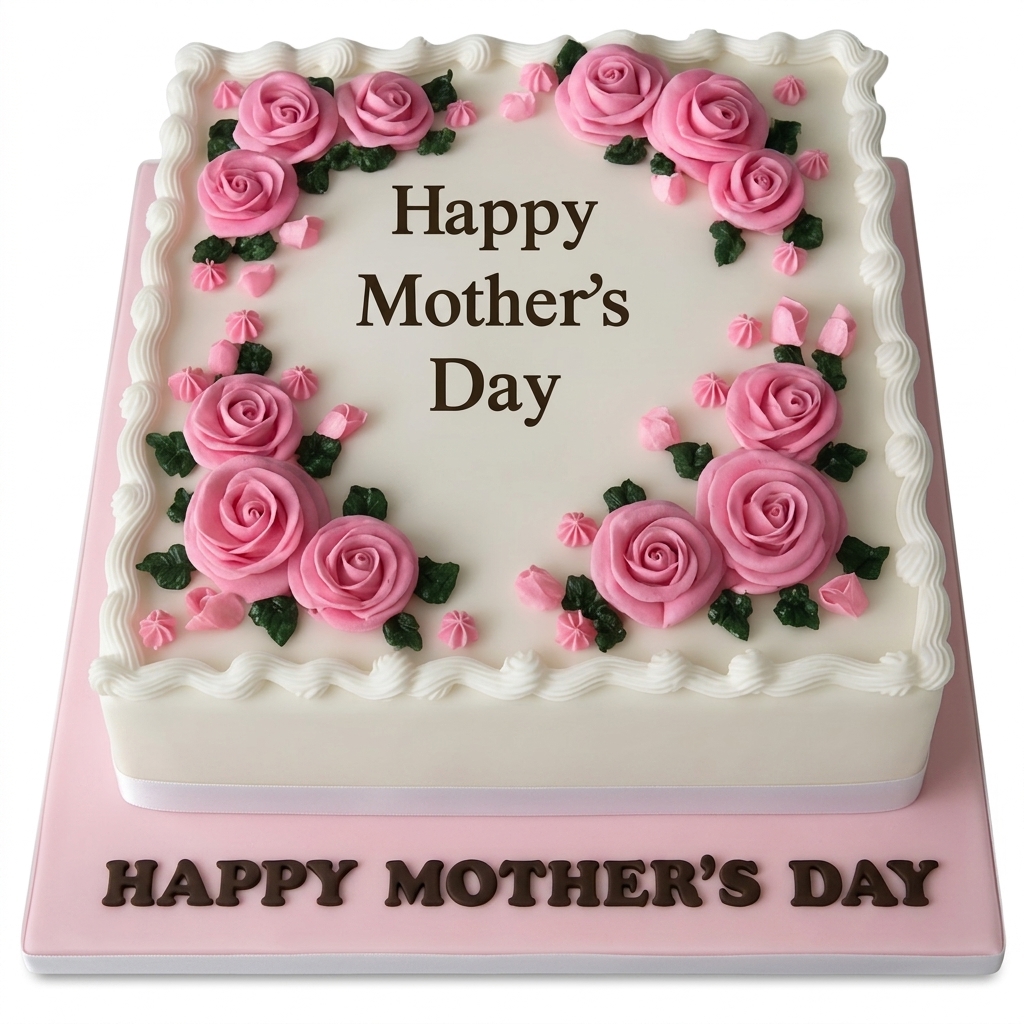 Happy Mother's Day Floral Rose Cake
