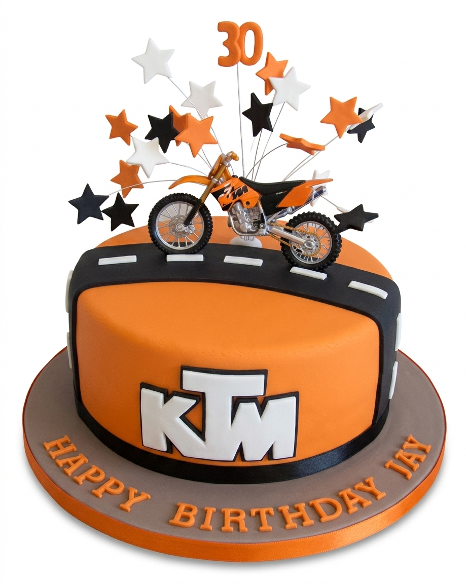 KTM Motocross Birthday Cake with Custom Age