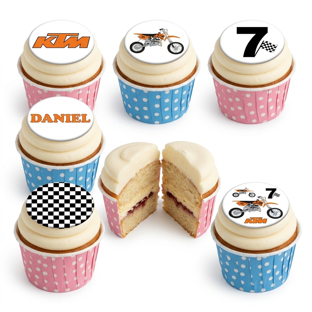 Motocross Birthday Cupcakes with Custom Age & Name