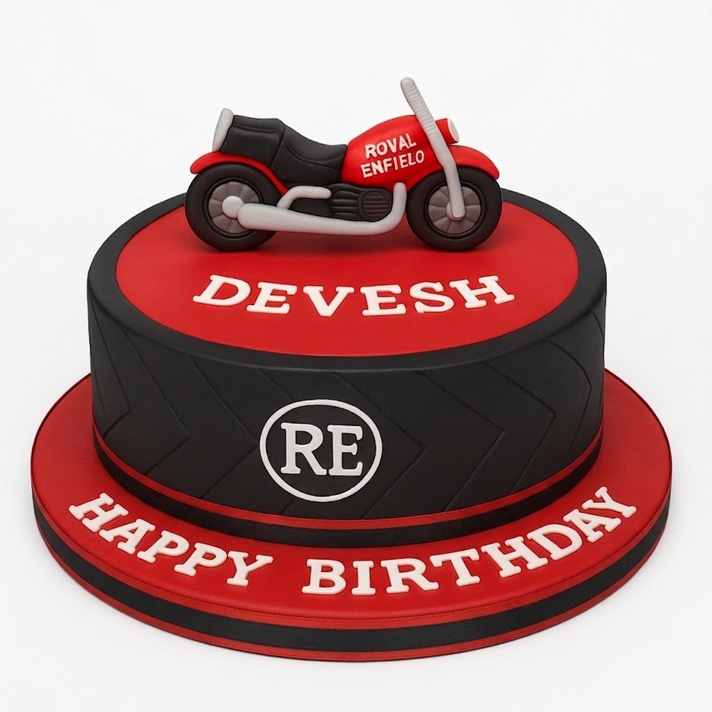 Royal Enfield Motorcycle Birthday Cake