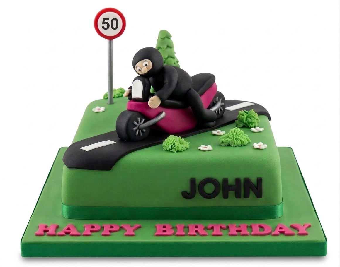 Motorbike Birthday Cake with Custom Age