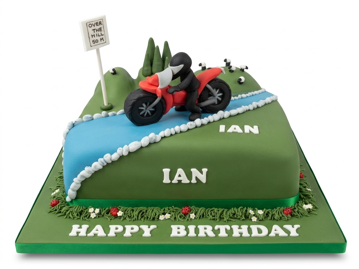 Motorcycle Theme Birthday Cake for Men