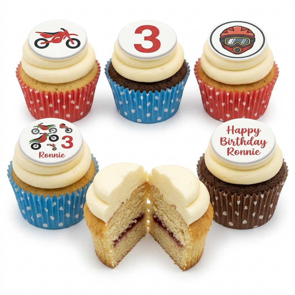 Motorbike Theme Birthday Cupcakes for Kids