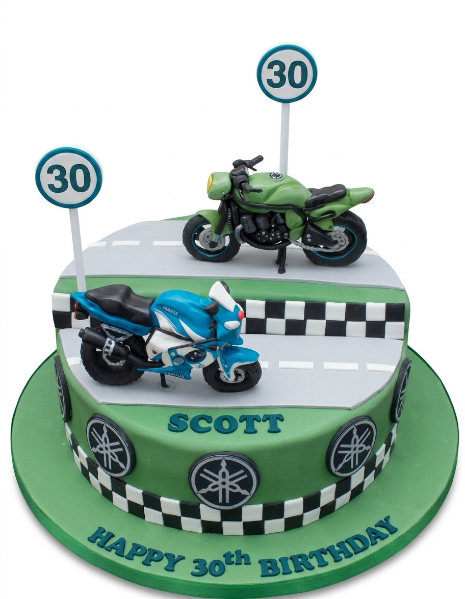 Motorbike Racing Birthday Cake for Men