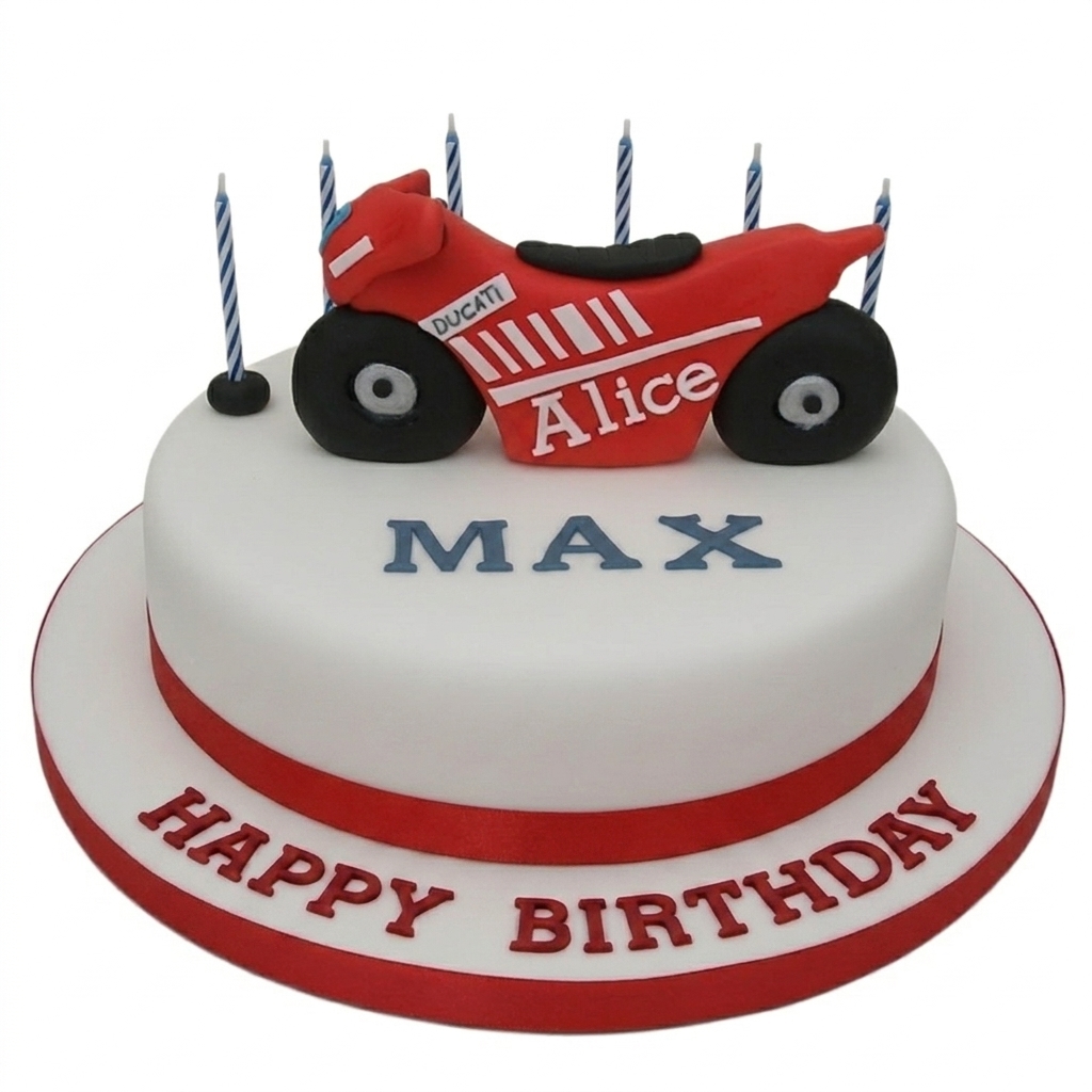 Red Motorbike Birthday Cake