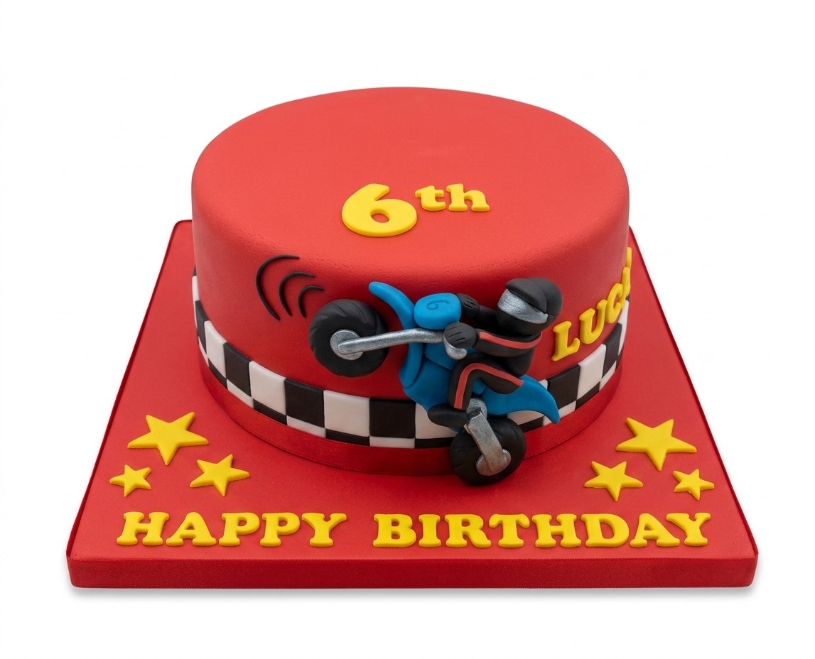 Motorbike Birthday Cake with Custom Age