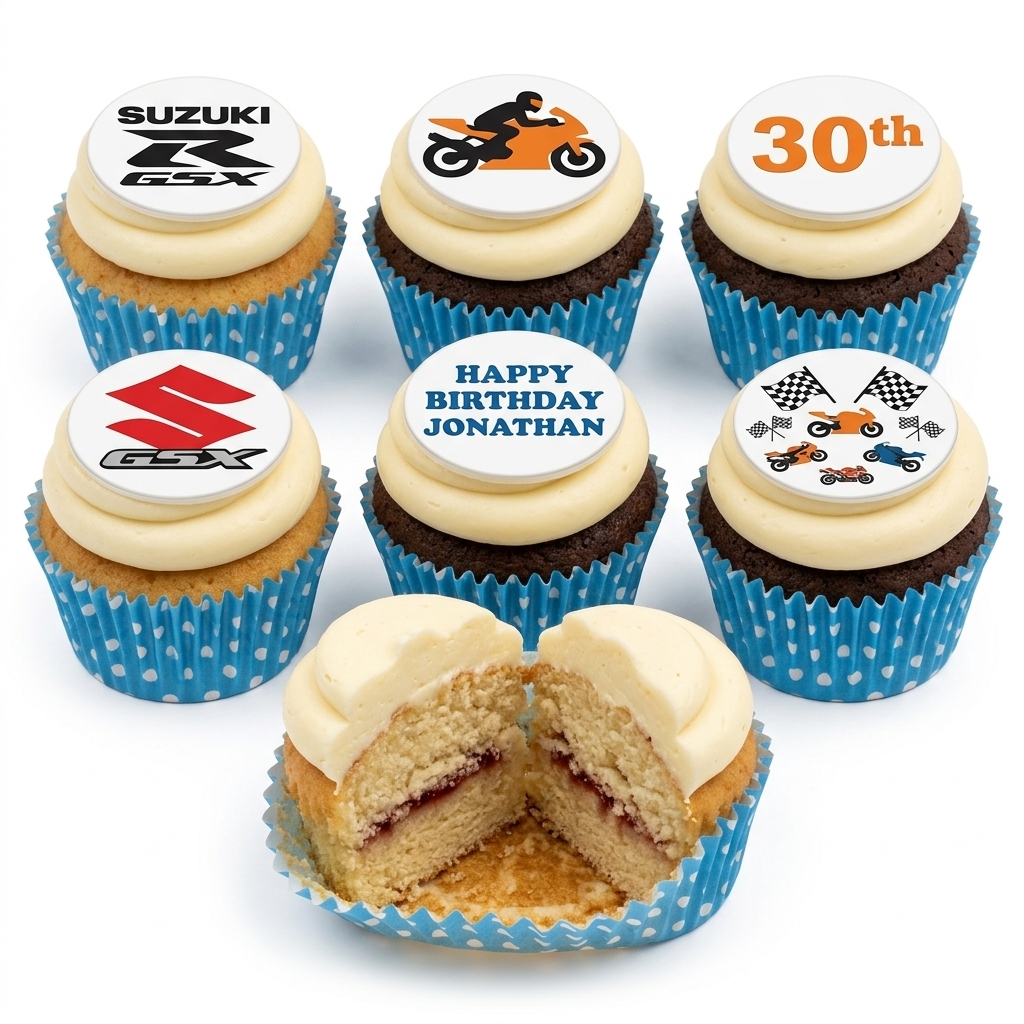 Motorbike Theme Birthday Cupcakes