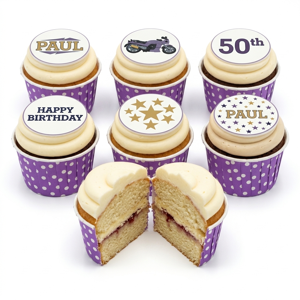 Personalised Motorbike Birthday Cupcakes for Him