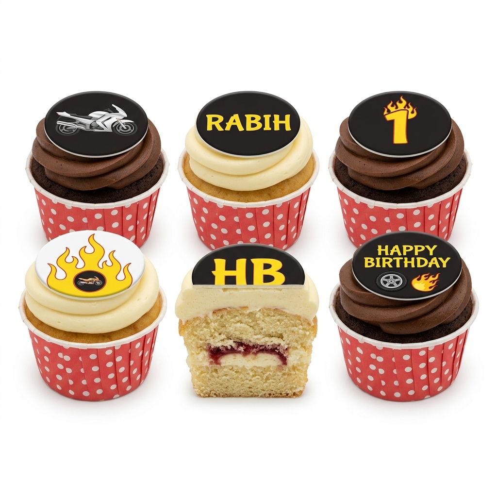 Motorbike Racing Flames Birthday Cupcakes