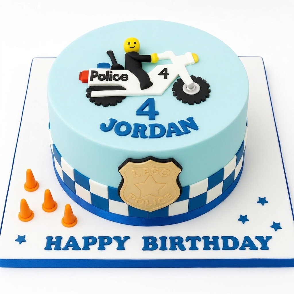 Lego Police Motorcycle Birthday Cake