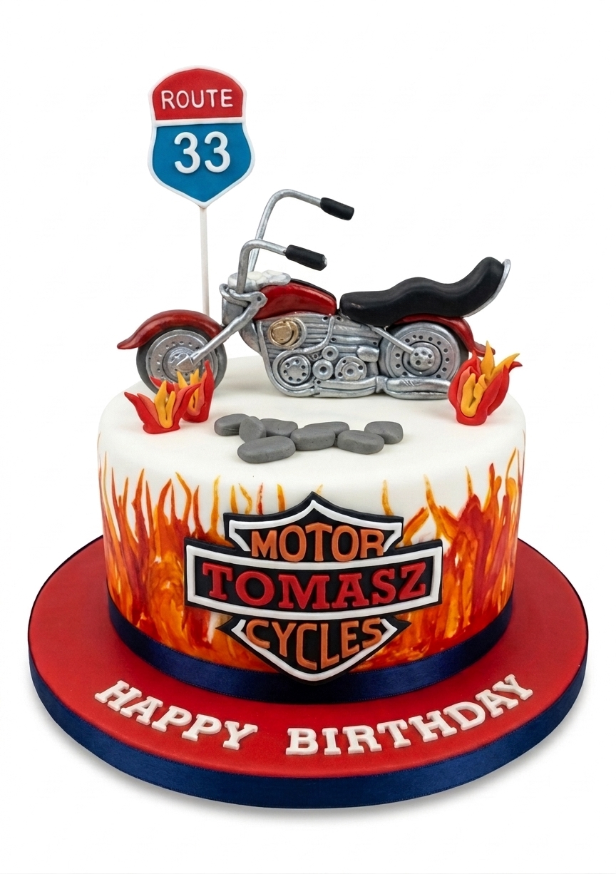 Motorcycle Theme Birthday Cake