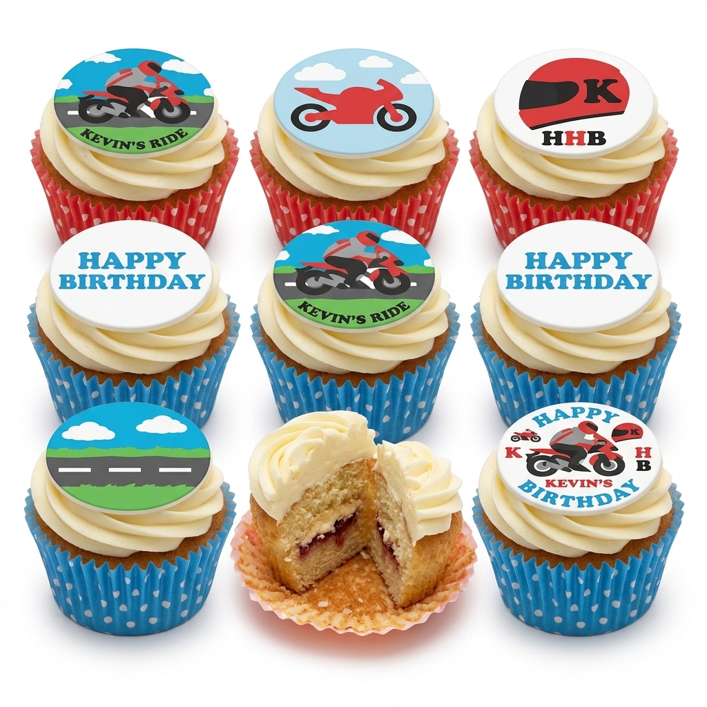 Motorbike Birthday Cupcake Set
