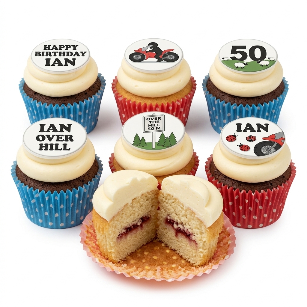 Over the Hill 50th Birthday Cupcakes for Him
