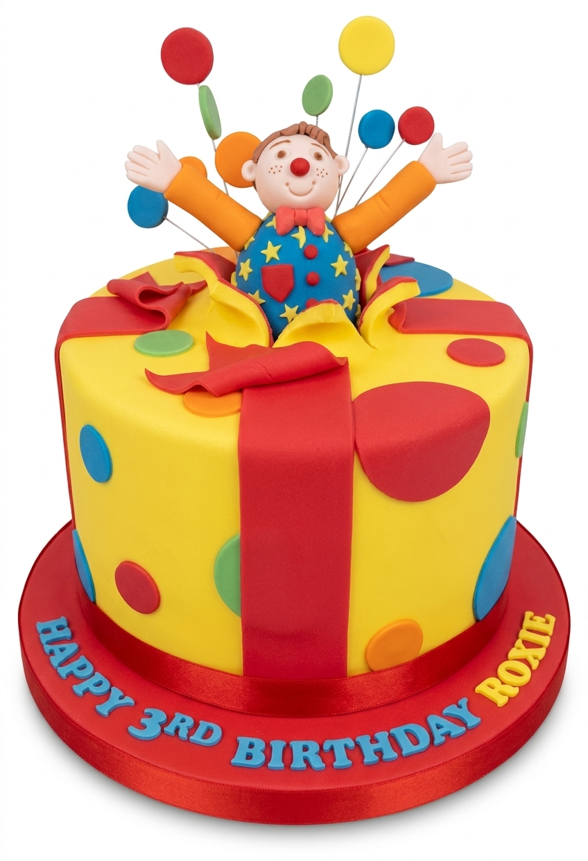 Fun Clown Circus Birthday Cake with Custom Age