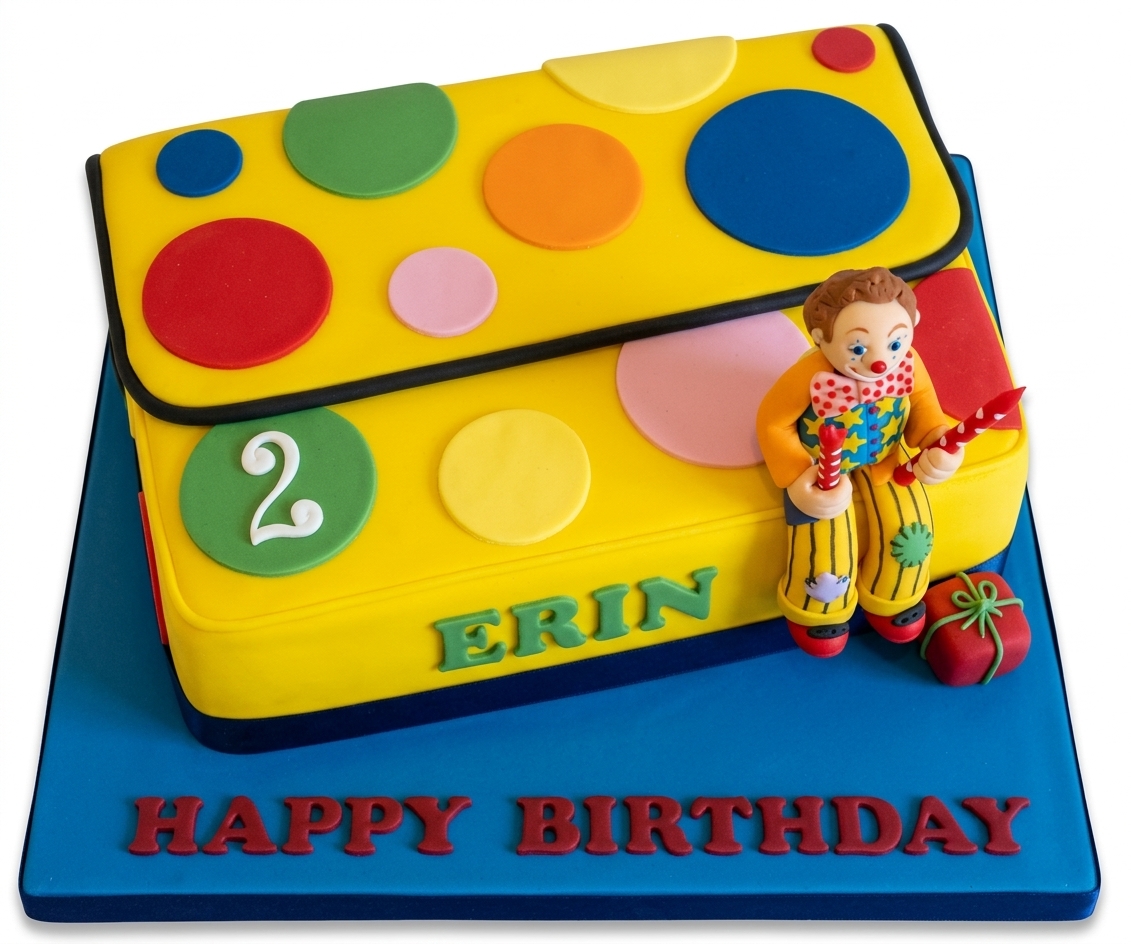 Clown Theme Kids Birthday Cake with Custom Age