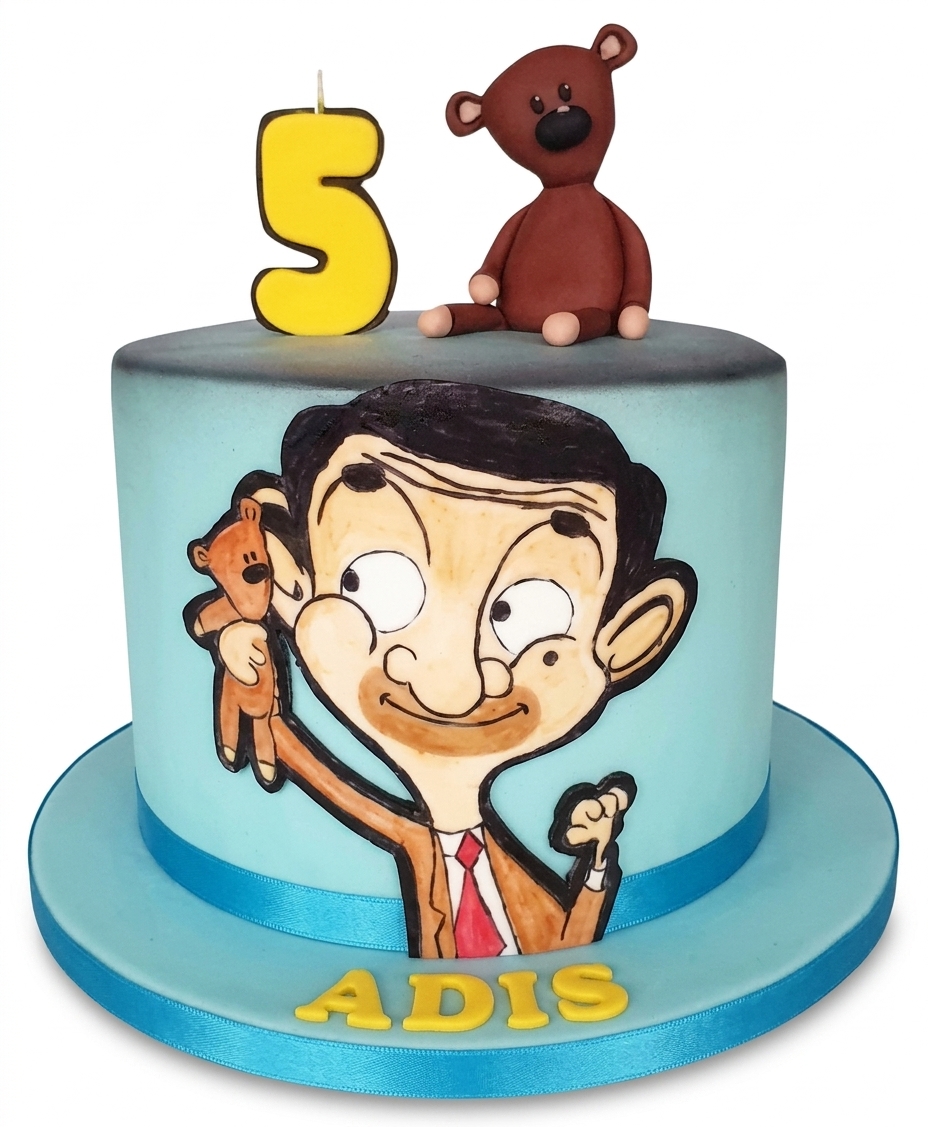 Mr Bean Birthday Cake with Custom Age and Name