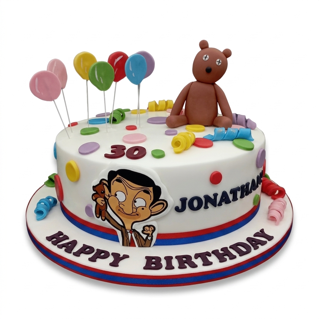 Mr Bean & Teddy Bear Personalised Birthday Cake