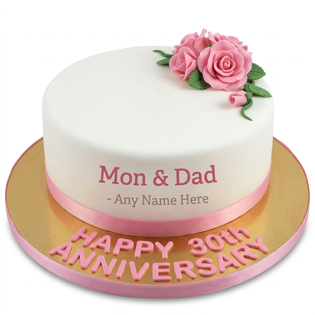 Personalised Floral Rose Anniversary Cake