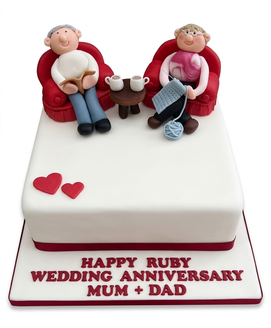 Ruby Wedding Anniversary Cake for Couple