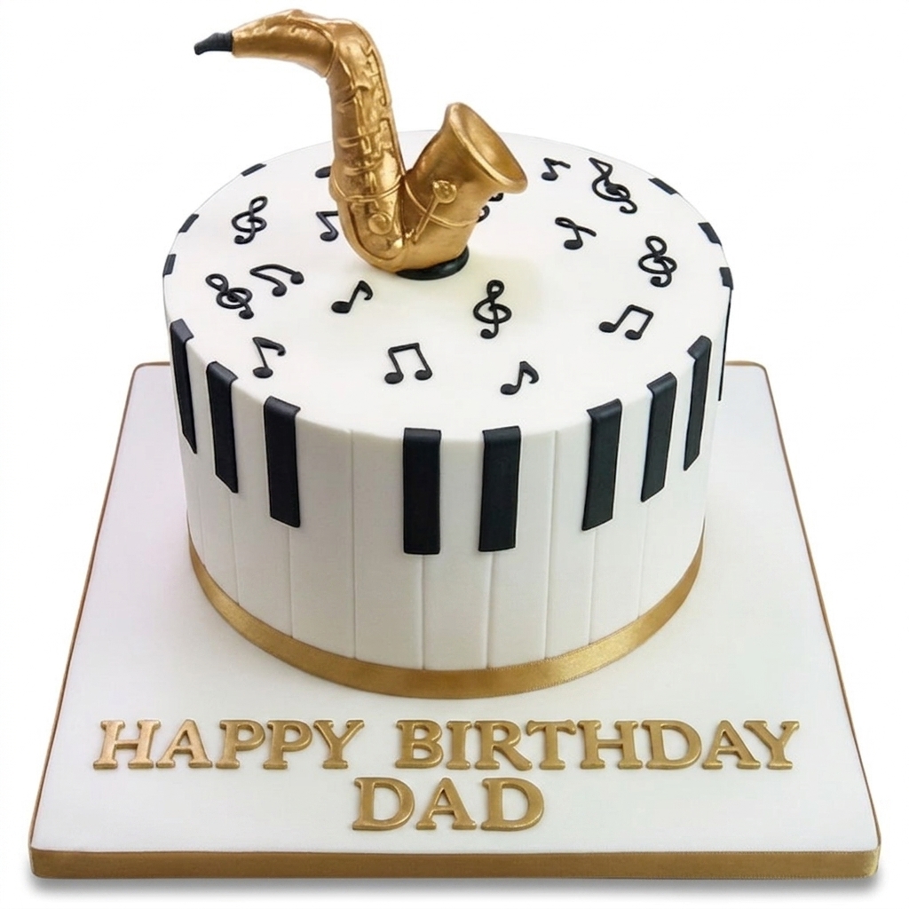 Musical Theme Birthday Cake with Saxophone