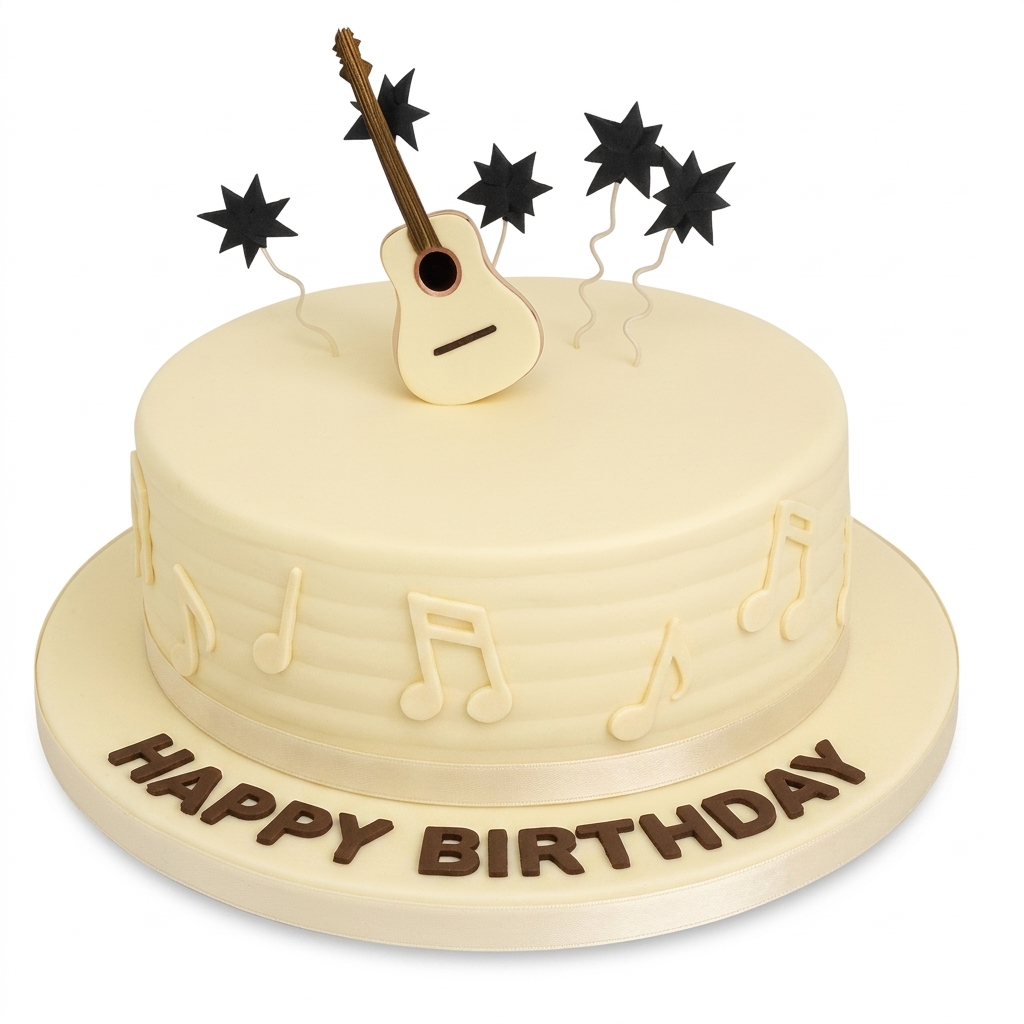 Musical Theme Birthday Cake with Guitar & Notes
