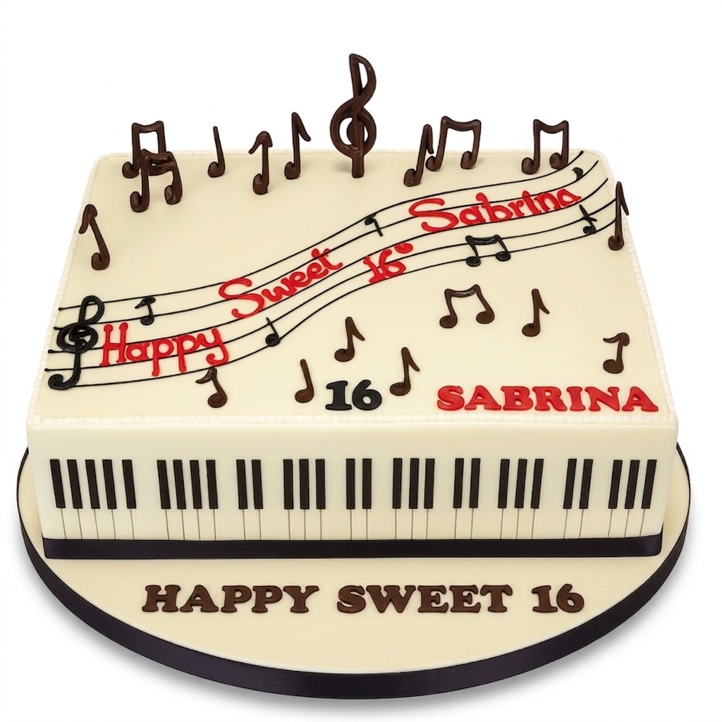 Sweet 16 Music Theme Birthday Cake