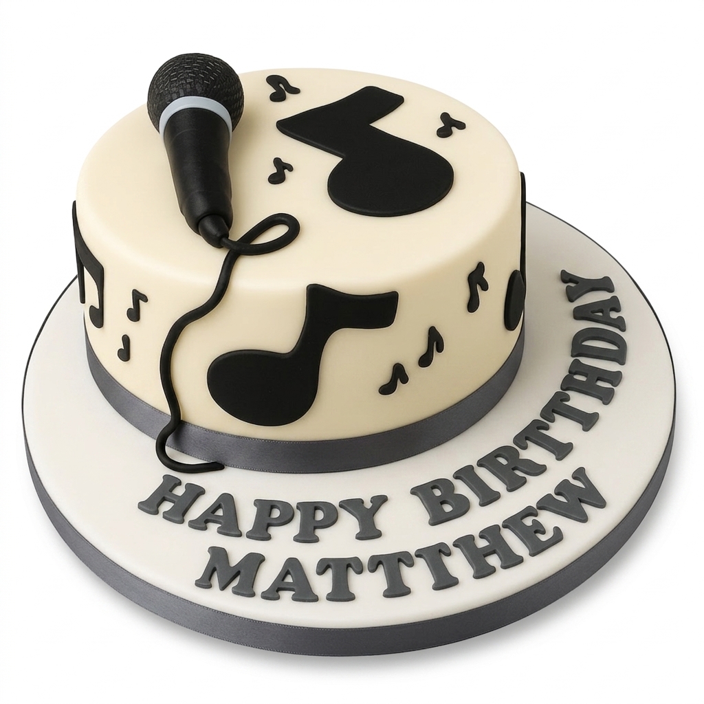 Microphone Music Theme Birthday Cake