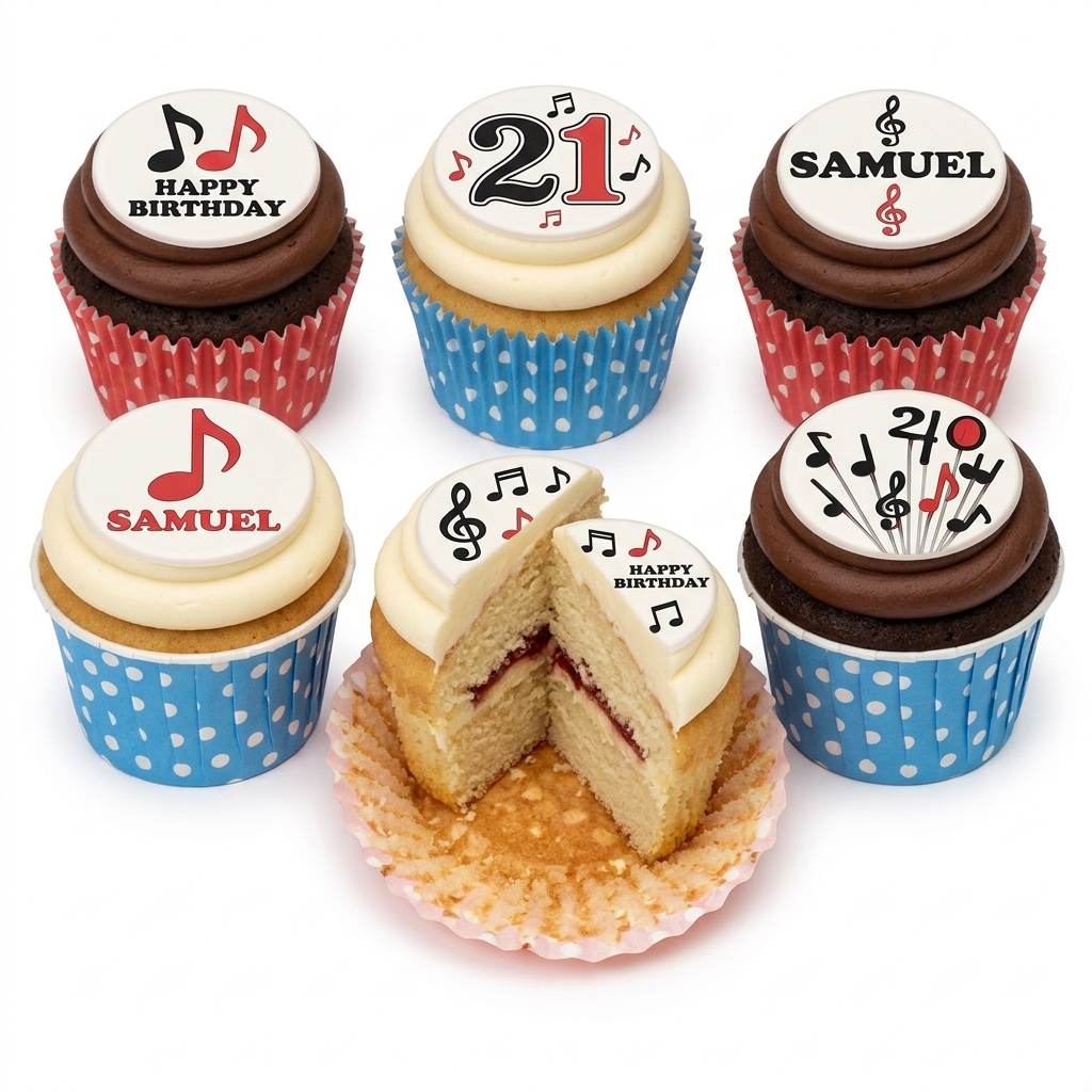 Music Notes Birthday Cupcakes with Custom Age
