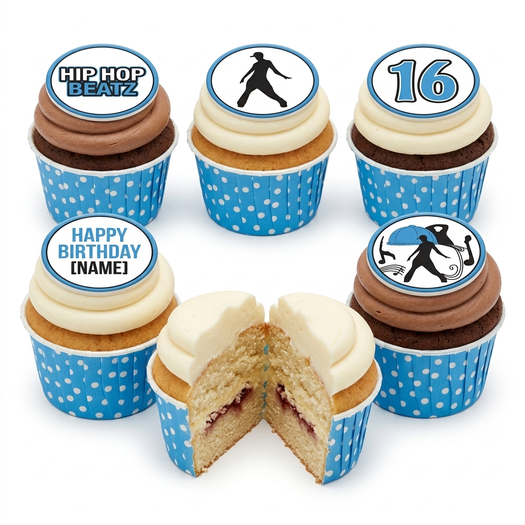 Hip Hop Birthday Cupcakes with Custom Age Topper