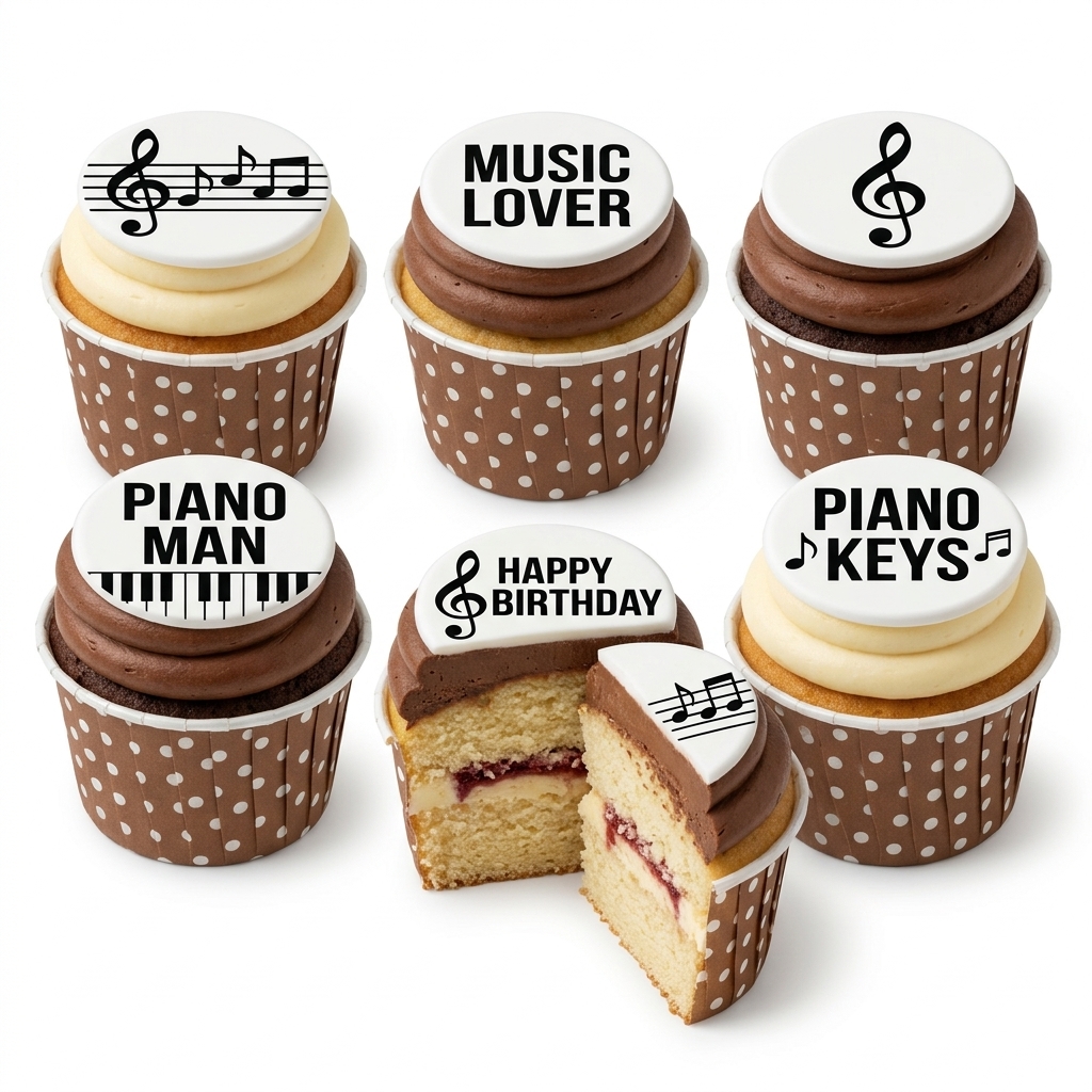 Music & Piano Theme Birthday Cupcakes