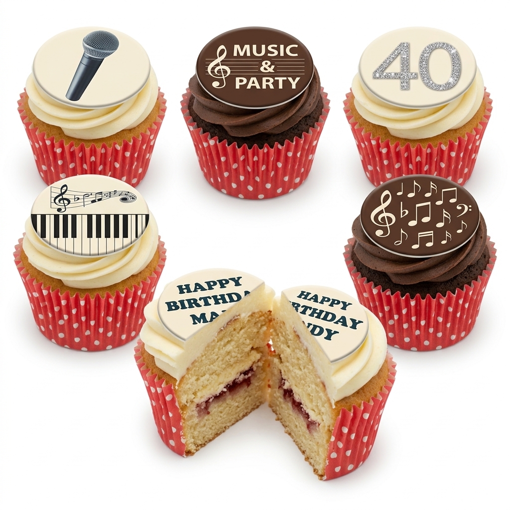 Music & Party Birthday Cupcakes with Custom Age