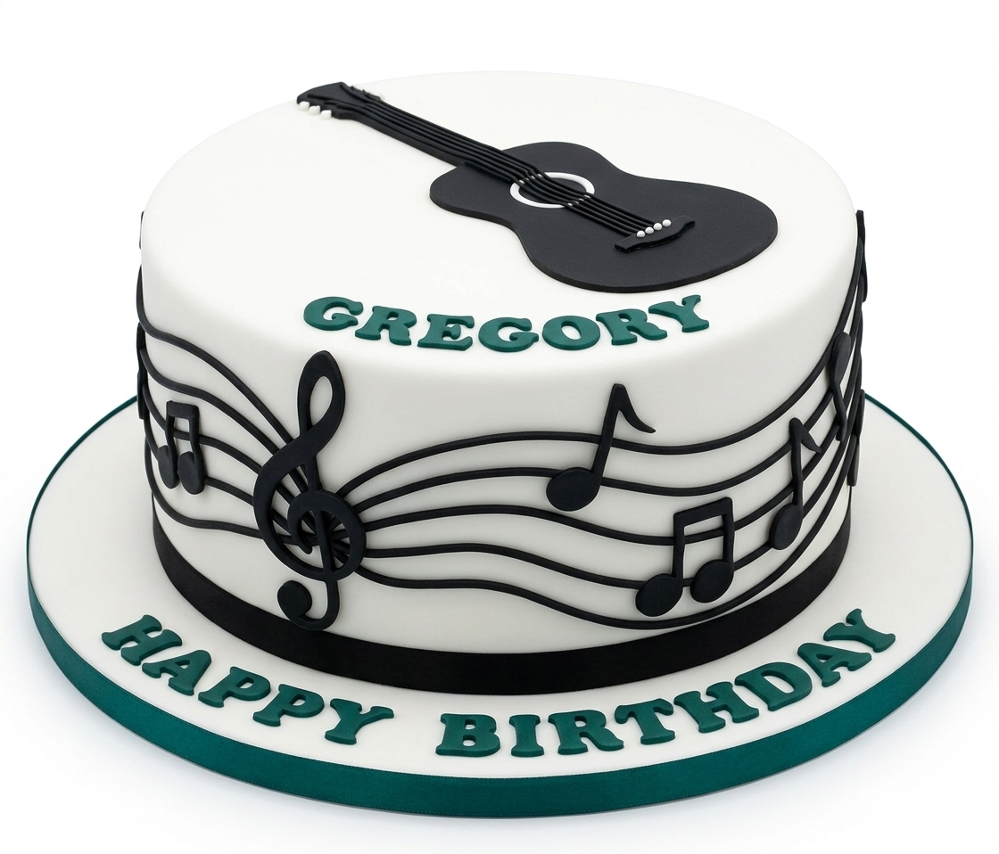 Music Theme Birthday Cake with Guitar